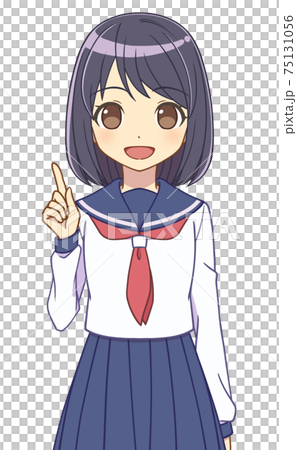 指をさすセーラー服の女の子　 75131056