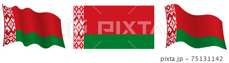 flag of republic of Belarus in static position and in motion, fluttering in wind in exact colors and sizes, on white background