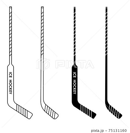 set of ice hockey sticks, clubs for for goalkeeper and field player. Hockey sports equipment. Active lifestyle. Vector 75131160