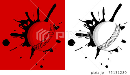 ball for cricket hit the wall with splashes. Sport equipment. Team sports. Active lifestyle. Vector 75131280