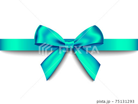 Green  realistic gift bow with horizontal  ribbon. 75131293