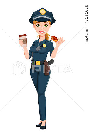 Police woman in uniform. Female police officer 75131629