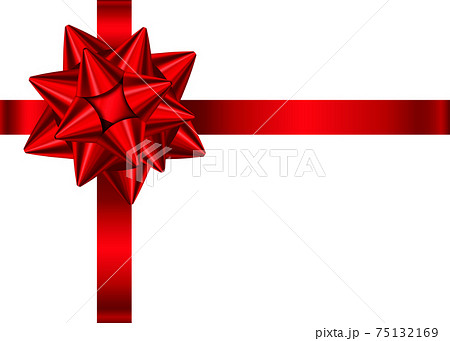 Red decorative gift ribbon and bow isolated on white background. 75132169