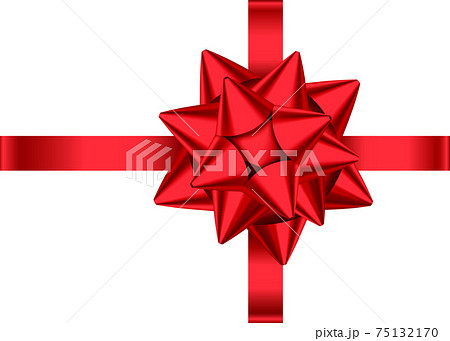 Red gift ribbon and bow for Christmas, New Year decoration. Red gift ribbon and bow for Christmas, New Year decoration. 75132170