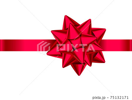 Red realistic gift bow with horizontal ribbon. Red realistic gift bow with horizontal ribbon. 75132171