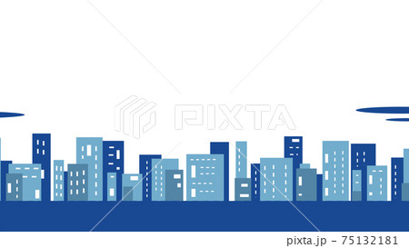 青いビルの都市風景の背景イラストのイラスト素材