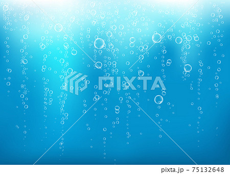 Undersea  blue  fizzing air, water or oxygen  bubbles vector texture. 75132648