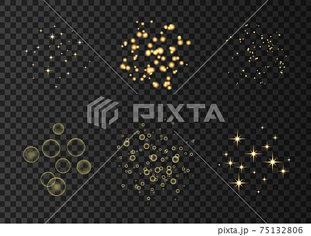 Gold neon circles and stars lights effects. 75132806