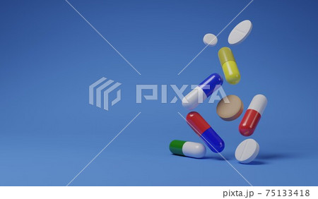 Group of medicine dropping or floating, healthcare medical concept, 3D render Group of medicine dropping or floating, healthcare medical concept, 3D render 75133418