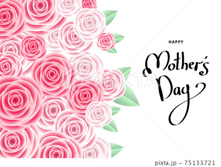 Mother's day greeting card with  pink roses. 75133721