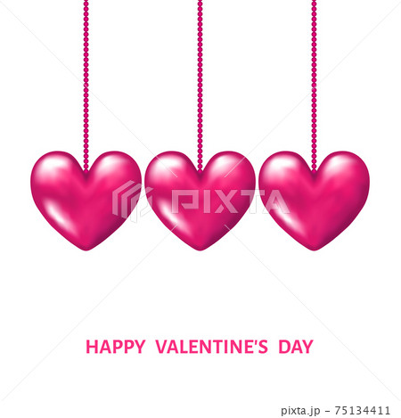 Valentines day background with hanging realistic 3d pink hearts. Valentines day background with hanging realistic 3d pink hearts. 75134411