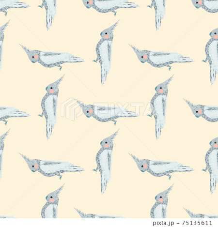 Abstract seamless animal bird pattern in simple style with cockatoo bird shapes. Parrot cartoon backdrop. Abstract seamless animal bird pattern in simple style with cockatoo bird shapes. Parrot cartoon backdrop. 75135611