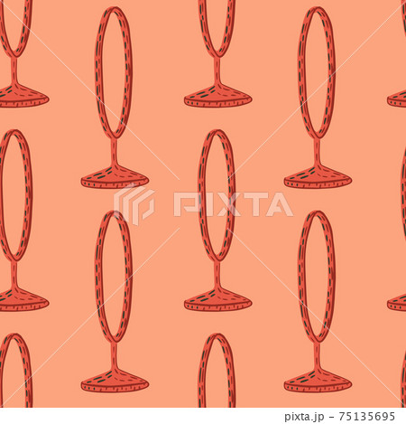 Entertaiment seamless doodle pattern with simple hand drawn circus ring elements. Coral background. Entertaiment seamless doodle pattern with simple hand drawn circus ring elements. Coral background. 75135695