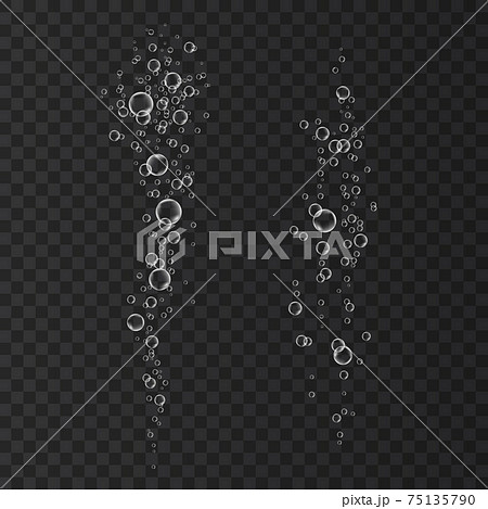 Underwater fizzing air bubbles stream. Underwater fizzing air bubbles stream. 75135790