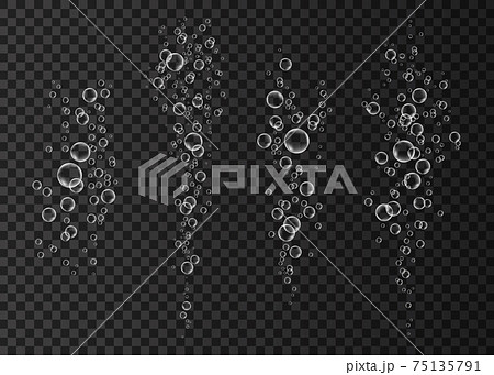 Underwater fizzing air bubbles flow. Underwater fizzing air bubbles flow. 75135791