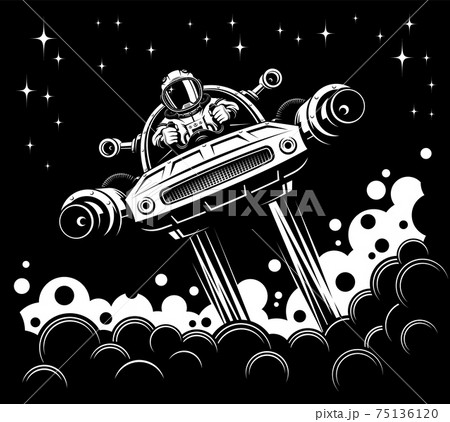 Astronaut pilot a space vehicle - retro poster 75136120