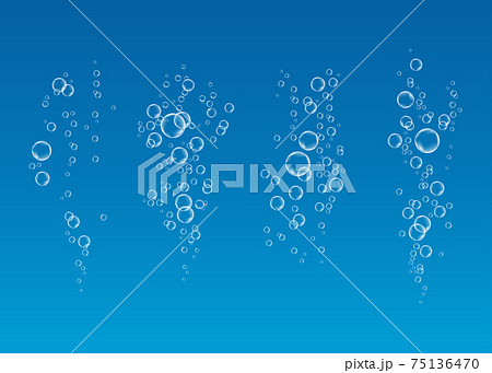 Underwater fizzing air bubbles  flow on blue   background. 75136470