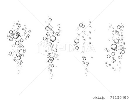 Underwater fizzing air transparent  bubbles flow on white  background. 75136499