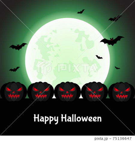 Halloween background with black pumpkin,  moon. 75136647