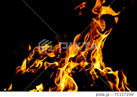Fire flames on black background. Fire flames on black background. 75137200