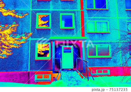 Prefab cheap flat building in thermal imaging simulation 75137235