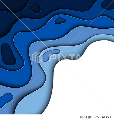 Abstract Blue and White Paper Cut Background Template with Place for your text. Vector Illustration 75138354