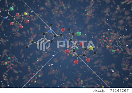 Molecule of Clindamycin. Molecular model, science related 3d rendering 75142267