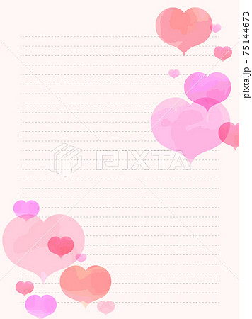 ハートのイラスト入り便箋フレーム 75144673