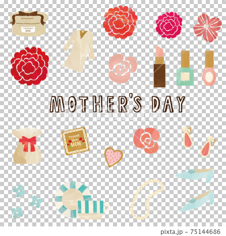 Watercolor-style Mother's Day set present box, cosmetics, flowers, carnations, tableware, pumps, accessories, a Watercolor-style Mother's Day set present box, cosmetics, flowers, carnations, tableware, pumps, accessories, a 75144686