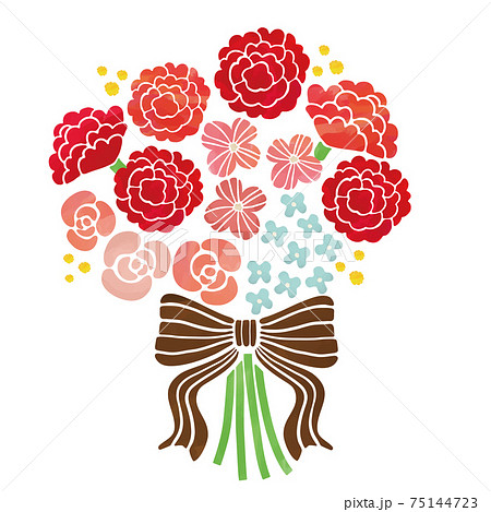 水彩タッチ花束デザイン 水彩タッチ花束デザイン 75144723