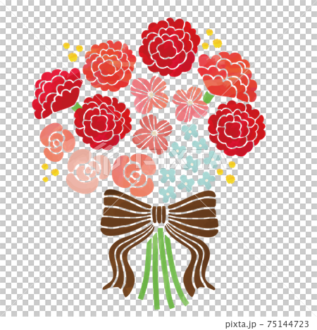 水彩タッチ花束デザイン 水彩タッチ花束デザイン 75144723
