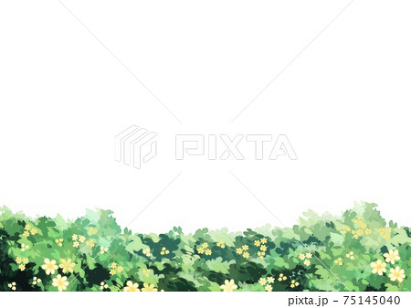 草むら フレーム装飾 明るいverのイラスト素材