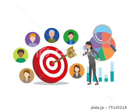 マーケティングリサーチと分析　ターゲット設定のイメージイラスト 75145218