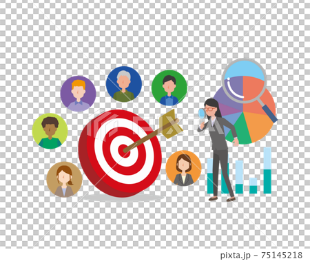 マーケティングリサーチと分析　ターゲット設定のイメージイラスト 75145218