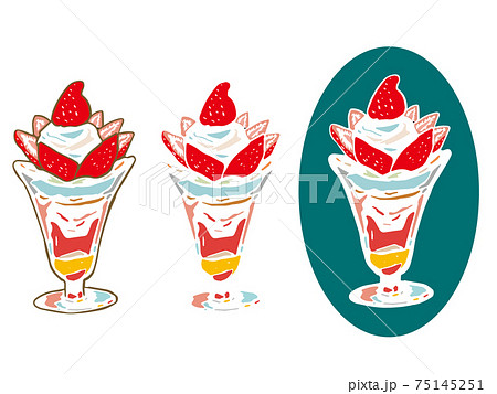 いちごパフェのイラスト 3種のイラスト素材