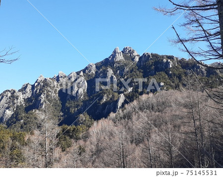 日本百名山の山梨県の瑞牆山の風景の写真素材