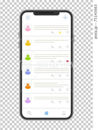 スマートフォンに表示されたSNSのホーム画面 スマートフォンに表示されたSNSのホーム画面 75145663