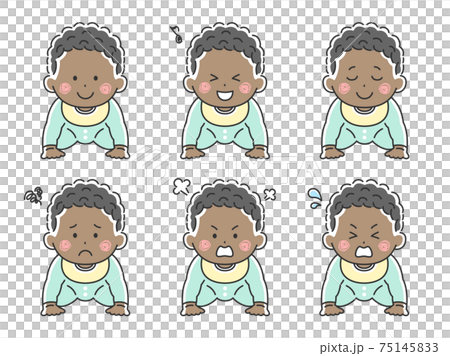 Illustration set of black babies doing hi-hi Illustration set of black babies doing hi-hi 75145833