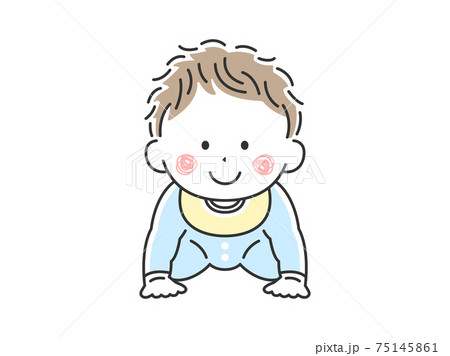 ハイハイをしているご機嫌な赤ちゃんのイラストのイラスト素材