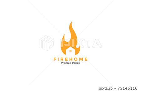 flat fire hot with home shape logo design vector icon symbol graphic illustration 75146116