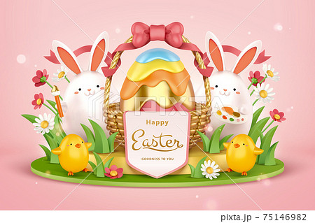 3d Easter egg hunt background 3d Easter egg hunt background 75146982