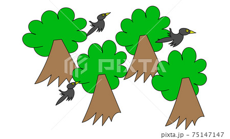 森の中の鳥 自然のイラスト素材 森の中の鳥 自然のイラスト素材