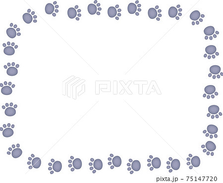 グレーの動物の足跡　飾り枠 75147720