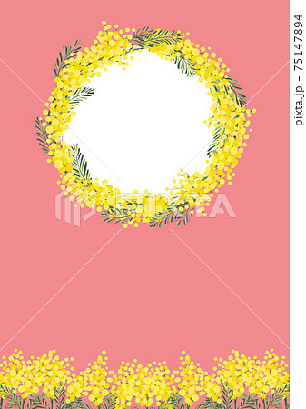 春 レトロ ミモザアカシア イベント チラシ テンプレート 花柄 マルシェ ハンドメイドのイラスト素材