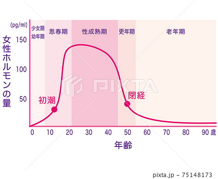 女性ホルモン量の変化　グラフ 75148173
