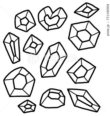 宝石の線画イラストのイラスト素材