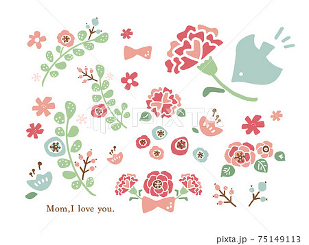 かわいい鳥と花 母の日 手書きイラスト素材のイラスト素材