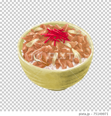 紅しょうがの乗ったどんぶりのイラストのイラスト素材