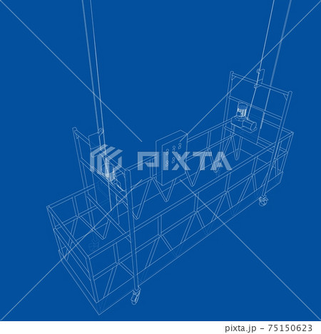 Empty construction elevator. Vector 75150623