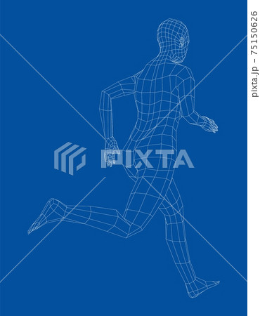 Wireframe running woman. Vector Wireframe running woman. Vector 75150626